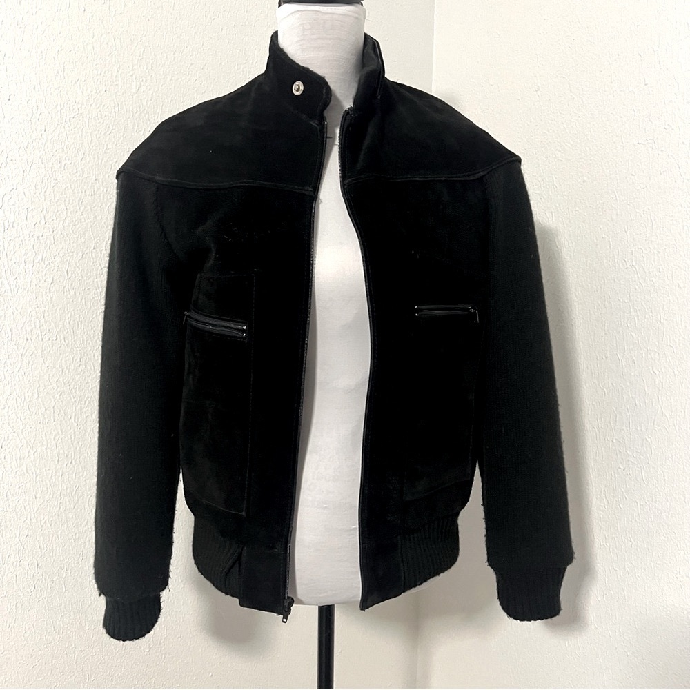 Vintage Outdoor Exchange Men’s Small Black Bomber Jacket Ribbed Cuffs EUC